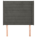 vidaXL sötétszürke bársony fejtámla szárnyakkal 93x16x118/128 cm