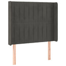 vidaXL sötétszürke bársony fejtámla szárnyakkal 83x16x118/128 cm