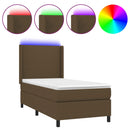 vidaXL barna szövet rugós és LED-es ágy matraccal 80 x 200 cm