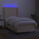 vidaXL krémszínű szövet rugós és LED-es ágy matraccal 90x190 cm