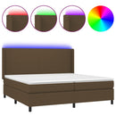 vidaXL barna szövet rugós és LED-es ágy matraccal 200x200 cm