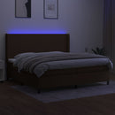 vidaXL barna szövet rugós és LED-es ágy matraccal 200x200 cm