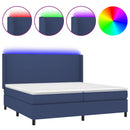 vidaXL kék szövet rugós és LED-es ágy matraccal 200 x 200 cm