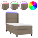 vidaXL tópszínű szövet rugós és LED-es ágy matraccal 90x200 cm