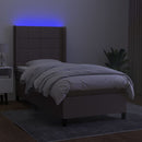 vidaXL tópszínű szövet rugós és LED-es ágy matraccal 90x200 cm