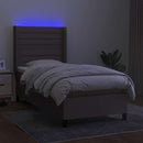 vidaXL tópszínű szövet rugós és LED-es ágy matraccal 90x190 cm