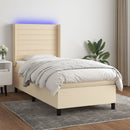 vidaXL krémszínű szövet rugós és LED-es ágy matraccal 90x190 cm