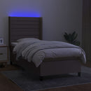 vidaXL tópszínű szövet rugós és LED-es ágy matraccal 90x200 cm