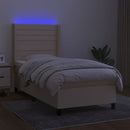 vidaXL krémszínű szövet rugós és LED-es ágy matraccal 90x200 cm