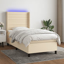 vidaXL krémszínű szövet rugós és LED-es ágy matraccal 100x200 cm