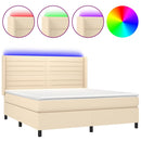 vidaXL krémszínű szövet rugós és LED-es ágy matraccal 180 x 200 cm