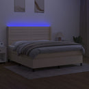 vidaXL krémszínű szövet rugós és LED-es ágy matraccal 180 x 200 cm