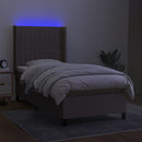 vidaXL tópszínű szövet rugós és LED-es ágy matraccal 90x200 cm