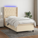 vidaXL krémszínű szövet rugós és LED-es ágy matraccal 90x190 cm