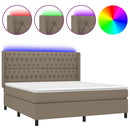 vidaXL tópszínű szövet rugós és LED-es ágy matraccal 160x200 cm