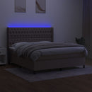 vidaXL tópszínű szövet rugós és LED-es ágy matraccal 160x200 cm