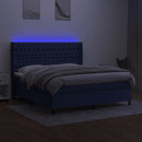 vidaXL kék szövet rugós és LED-es ágy matraccal 160x200 cm