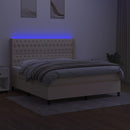 vidaXL krémszínű szövet rugós és LED-es ágy matraccal 180 x 200 cm
