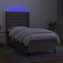 vidaXL tópszínű szövet rugós és LED-es ágy matraccal 90x200 cm