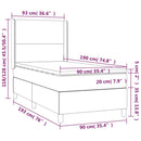 vidaXL krémszínű szövet rugós és LED-es ágy matraccal 90x190 cm