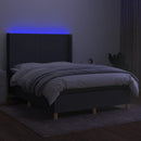 vidaXL sötétszürke szövet rugós és LED-es ágy matraccal 140x190 cm