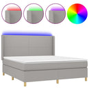 vidaXL világosszürke szövet rugós és LED-es ágy matraccal 160x200 cm