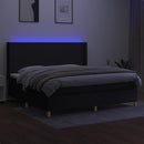 vidaXL fekete szövet rugós és LED-es ágy matraccal 200x200 cm