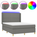 vidaXL sötétszürke szövet rugós és LED-es ágy matraccal 140x190 cm