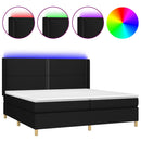 vidaXL fekete szövet rugós és LED-es ágy matraccal 200x200 cm