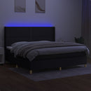 vidaXL fekete szövet rugós és LED-es ágy matraccal 200x200 cm