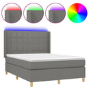 vidaXL sötétszürke szövet rugós és LED-es ágy matraccal 140x190 cm