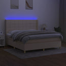 vidaXL krémszínű szövet rugós és LED-es ágy matraccal 160x200 cm
