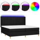 vidaXL fekete szövet rugós és LED-es ágy matraccal 200x200 cm