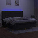 vidaXL fekete szövet rugós és LED-es ágy matraccal 200x200 cm