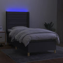 vidaXL sötétszürke szövet rugós és LED-es ágy matraccal 90x190 cm