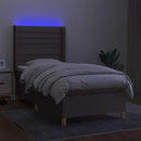 vidaXL tópszínű szövet rugós és LED-es ágy matraccal 90x190 cm