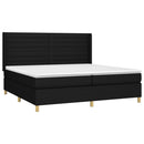 vidaXL fekete szövet rugós és LED-es ágy matraccal 200x200 cm