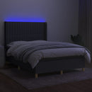 vidaXL sötétszürke szövet rugós és LED-es ágy matraccal 140x190 cm
