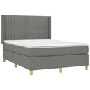 vidaXL sötétszürke szövet rugós és LED-es ágy matraccal 140x190 cm