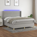 vidaXL világosszürke szövet rugós és LED-es ágy matraccal 160x200 cm