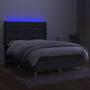 vidaXL sötétszürke szövet rugós és LED-es ágy matraccal 140x190 cm
