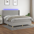vidaXL világosszürke szövet rugós és LED-es ágy matraccal 160x200 cm