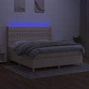 vidaXL krémszínű szövet rugós és LED-es ágy matraccal 160x200 cm