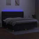 vidaXL fekete szövet rugós és LED-es ágy matraccal 200x200 cm