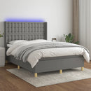 vidaXL sötétszürke szövet rugós és LED-es ágy matraccal 140x190 cm
