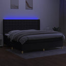 vidaXL fekete szövet rugós és LED-es ágy matraccal 200x200 cm