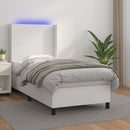 vidaXL fehér műbőr rugós ágy matraccal és LED-del 80 x 200 cm