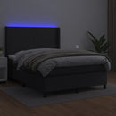 vidaXL fekete műbőr rugós ágy matraccal és LED-del 140x200 cm