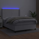 vidaXL fehér műbőr rugós ágy matraccal és LED-del 140x200 cm