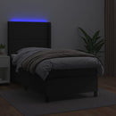 vidaXL fekete műbőr rugós ágy matraccal és LED-del 90x190 cm